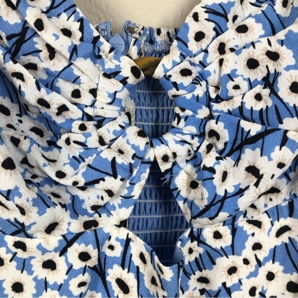 Anthropologie Hutch Jumpsuit Ditsy Daisy Floral Blue White Small - Picture 5 of 11